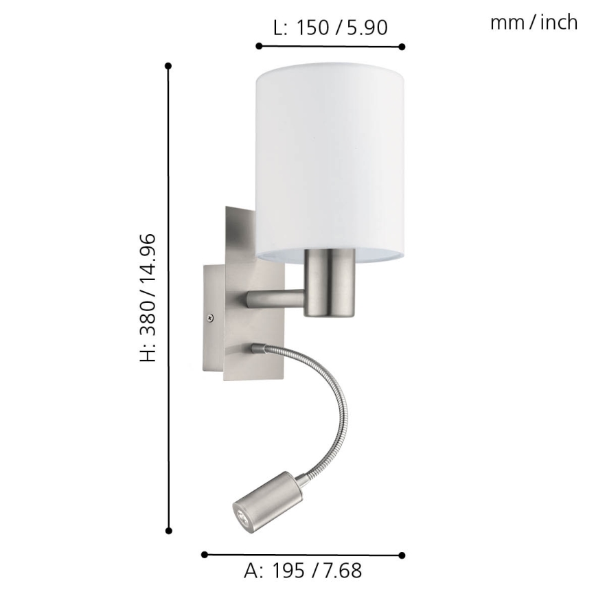 Eglo - Elastyczna lampa LED 1xE27/40W+LED/3,8W biała
