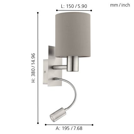 Eglo - LED Elastyczna lampa 1xE27/40W+LED/3,8W taupe