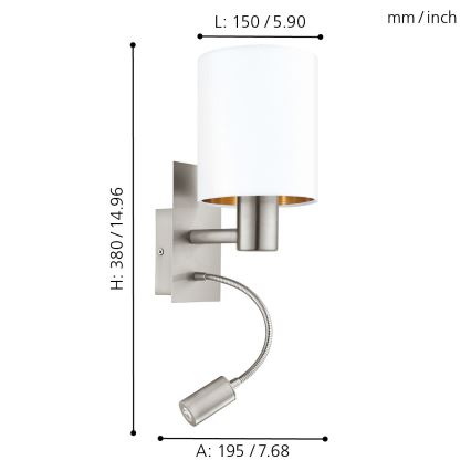 Eglo - LED elastyczna oprawa 1xE27/40W/230V + LED/3,8W biała