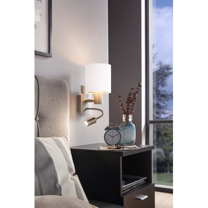 Eglo - Elastyczna lampa LED 1xE27/40W+LED/3,8W biała