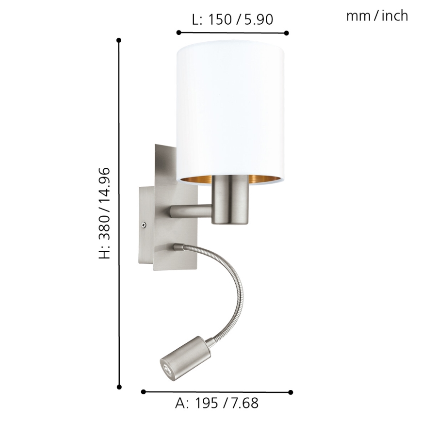 Eglo - Elastyczna lampa LED 1xE27/40W+LED/3,8W biała