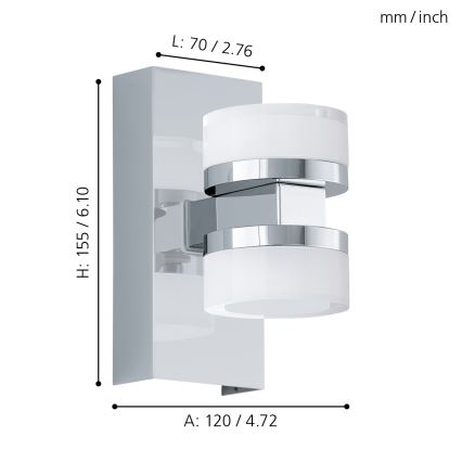 Eglo - LED Ściemnialny kinkiet łazienkowy 2xLED/7,2W/ IP44