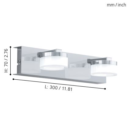 Eglo - LED Ściemnialny kinkiet łazienkowy 2xLED/7,2W/ IP44