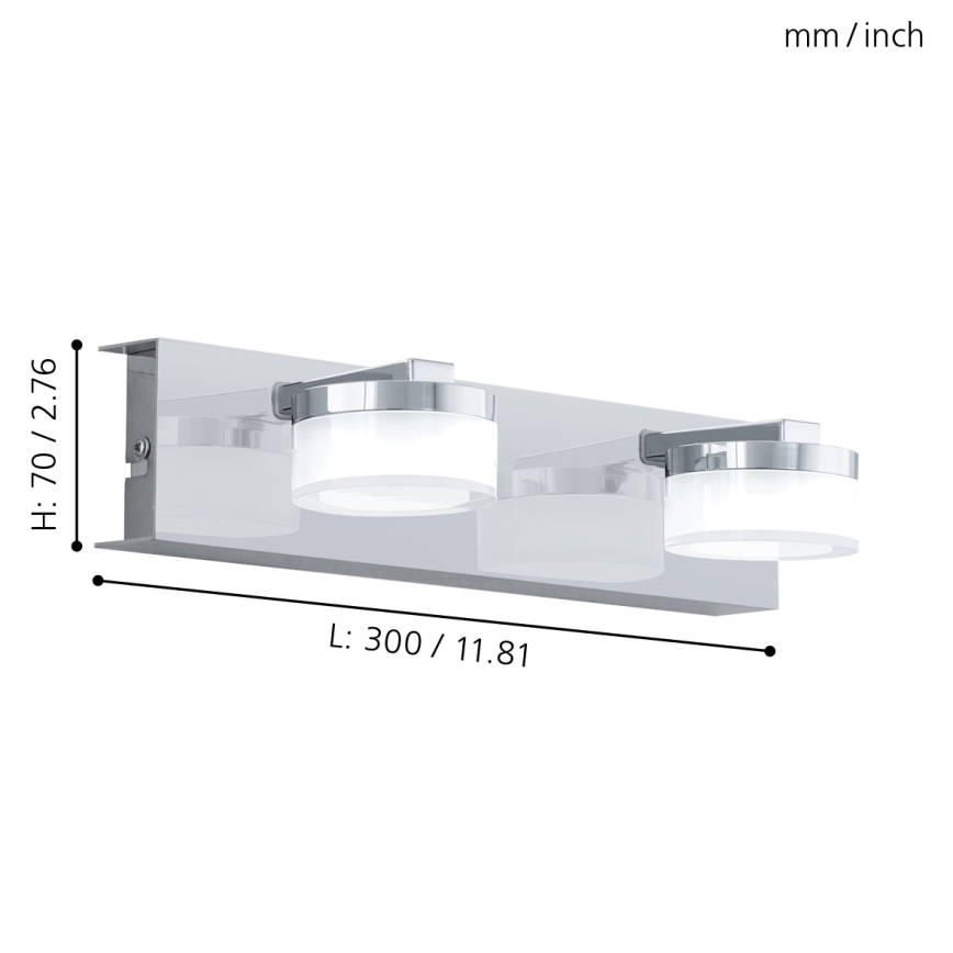 Eglo - LED Ściemnialny kinkiet łazienkowy 2xLED/7,2W/ IP44