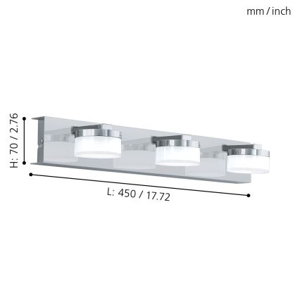 Eglo - LED Ściemnialny kinkiet łazienkowy 3xLED/7,2W/ IP44