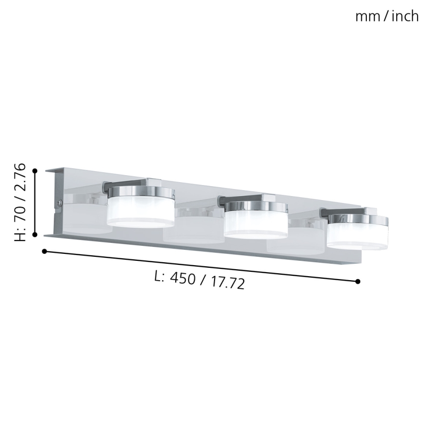 Eglo - LED Ściemnialny kinkiet łazienkowy 3xLED/7,2W/ IP44