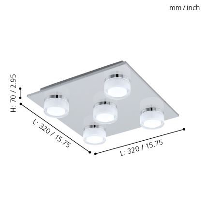 Eglo - LED Ściemnialny plafon łazienkowy 5xLED/7,2W/ IP44