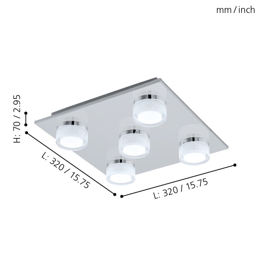 Eglo - LED Ściemnialny plafon łazienkowy 5xLED/7,2W/ IP44
