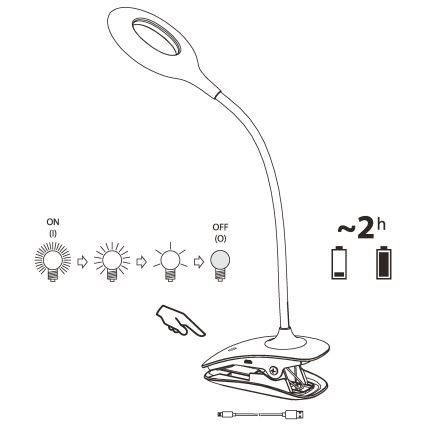Eglo - LED Lampa ściemnialna z klipsem 1xLED/3W/230V 500 mAh biała