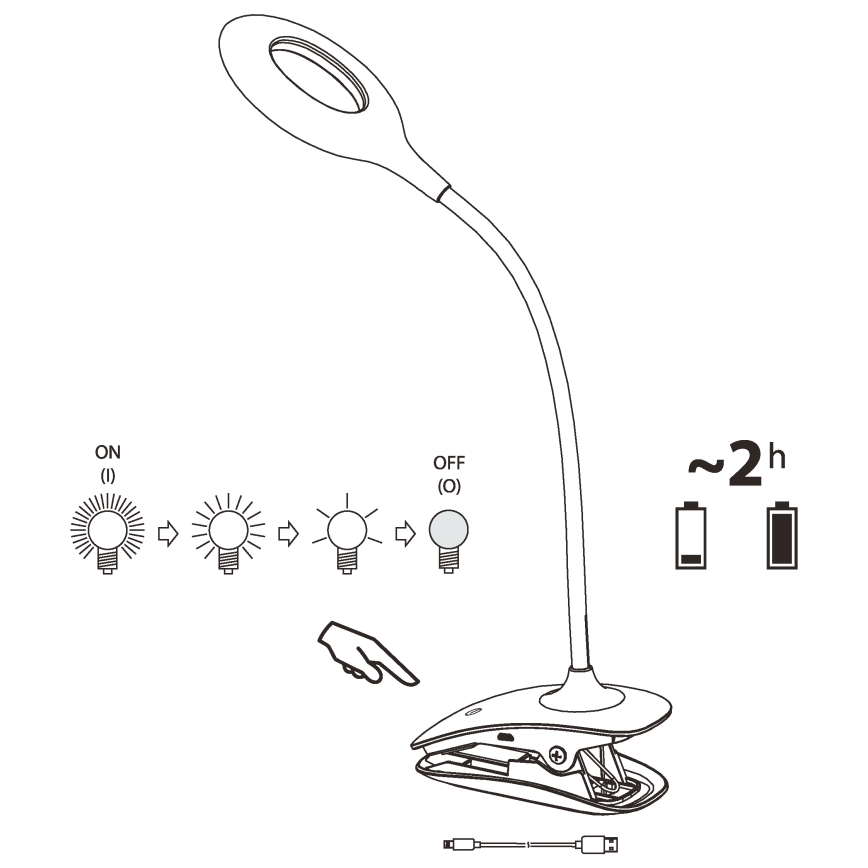 Eglo - LED Lampa ściemnialna z klipsem 1xLED/3W/230V 500 mAh biała