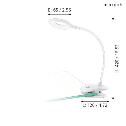 Eglo - LED Lampa ściemnialna z klipsem 1xLED/3W/230V 500 mAh biała