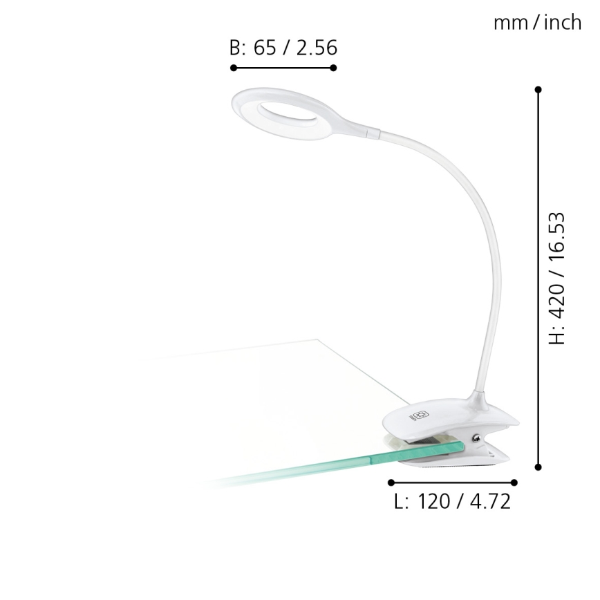 Eglo - LED Lampa ściemnialna z klipsem 1xLED/3W/230V 500 mAh biała