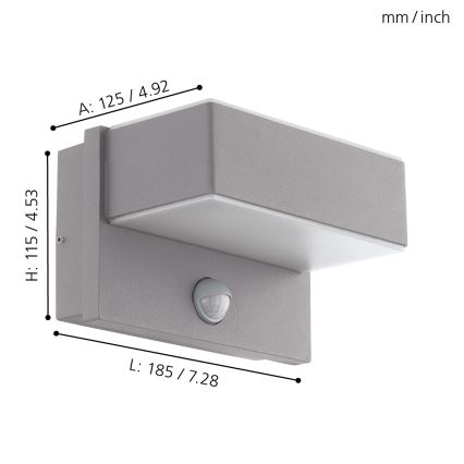 Eglo - LED Kinkiet zewnętrzny z czujnikiem 2xLED/5,6W/230V