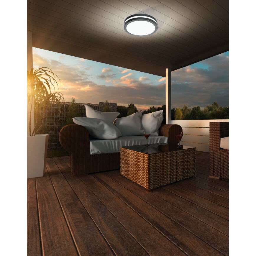 Eglo - LED Ściemnialny plafon łazienkowy LOCANA-C LED/14W/230V Bluetooth IP44 antracyt