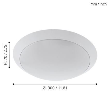 Eglo 97254 - Lampa sufitowa łazienkowa PILONE LED/11W/230V biała IP44