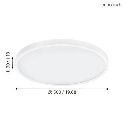Eglo - ściemnialna oprawa sufitowa LED, 25 W, 230 V, 3000 K, śr. 50 cm