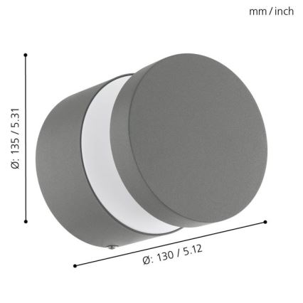 Eglo 97301 - LED zewnętrzny kinkiet MELZO LED/11W/230V szary IP65