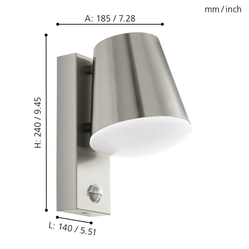 Eglo 97453 - Zewnętrzna lampa ścienna z czujnikiem CALDIERO 1xE27/10W/230V IP44