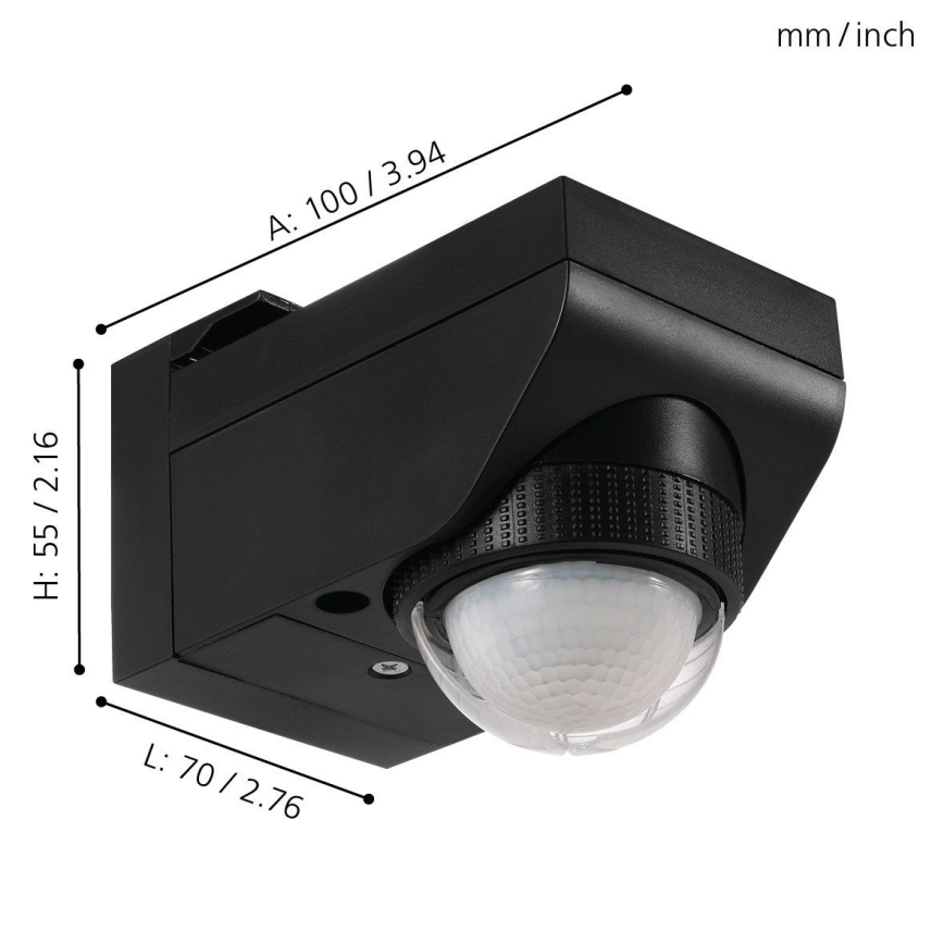 Eglo 97467 - Zewnętrzny czujnik ruchu i zmierzchu DETECT ME 4 12 m czarny IP44