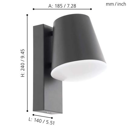 Eglo - LED Ściemnialny kinkiet zewnetrzny CALDIERO-C 1xE27/9W/230V IP44