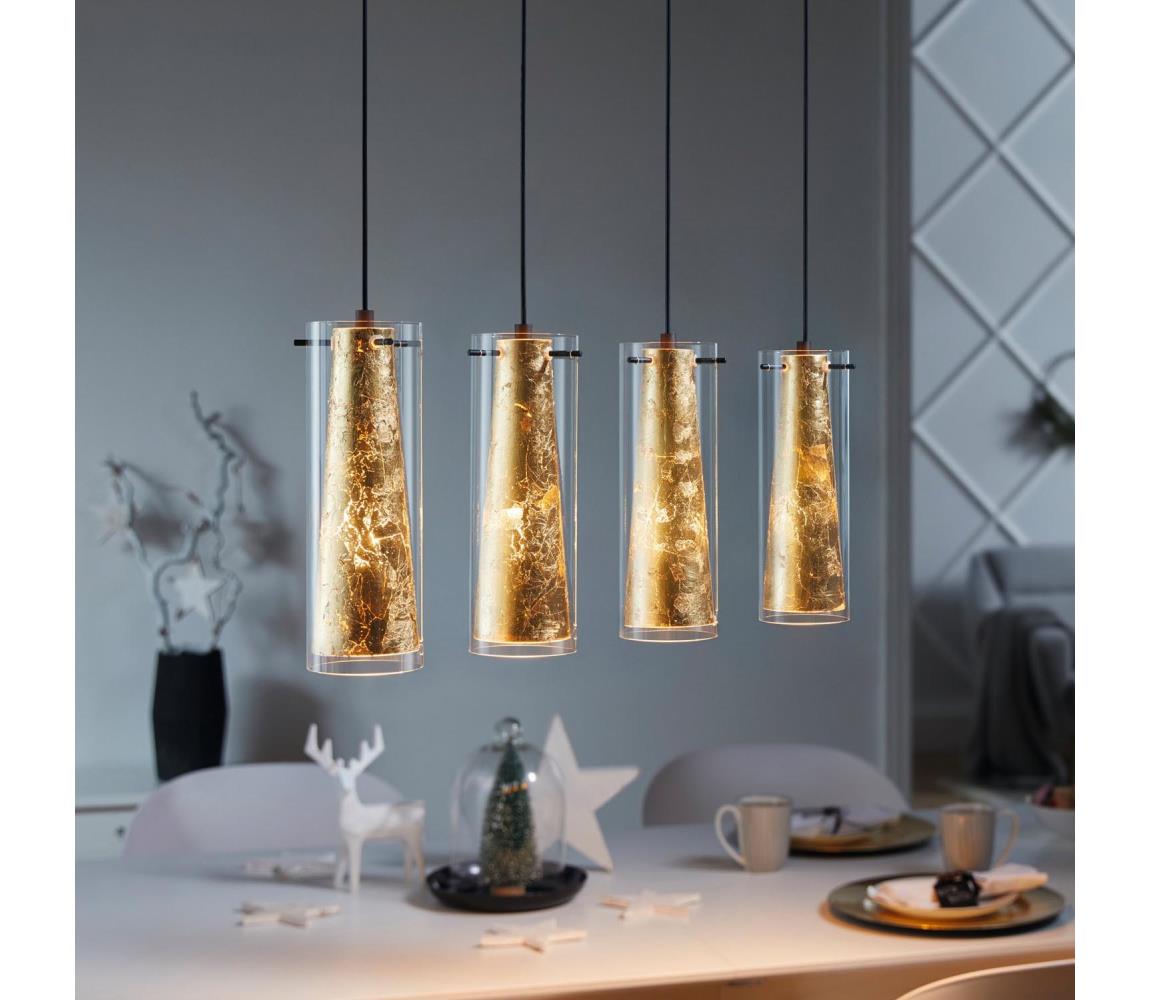 Eglo 97653 - Żyrandol na lince PINTO GOLD 4xE27/60W/230V