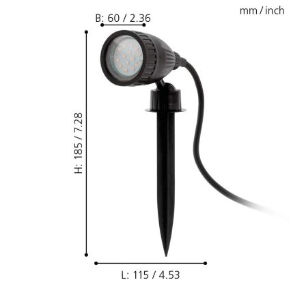 Eglo 98052 - LED RGB Lampa zewnętrzna NEMA-C 1xGU10/5W/230V IP44