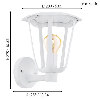 Eglo - Kinkiet zewnętrzny 1xE27/60W/230V IP4biały