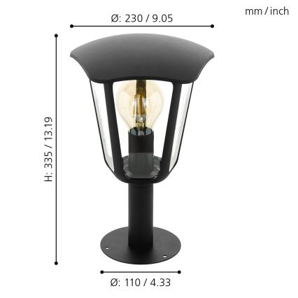 Eglo - Lampa zewnętrzna 1xE27/60W/230V IP4wysokość 335 czarna