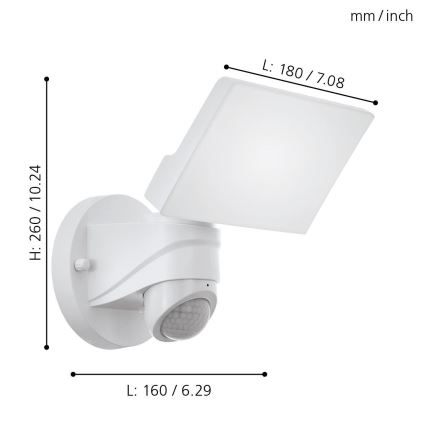 Eglo - LED Oświetlenie zewnętrzne z czujnikiem LED/15W/230V IP44