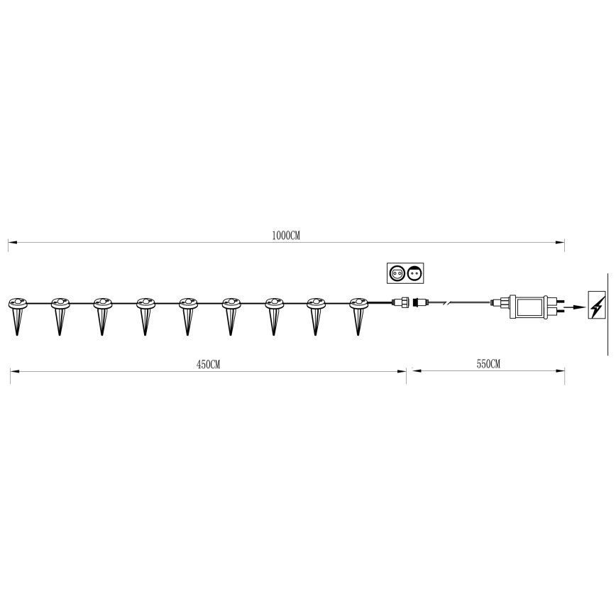 Eglo - Zewnętrzny łańcuch dekoracyjny LED 9xLED 10m IP65 ciepła biel