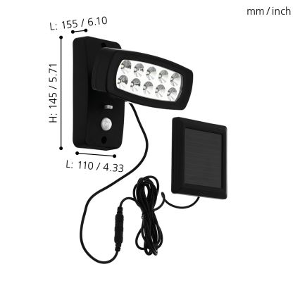 Eglo - LED Kinkiet solarny z czujnikiem LED/1,2V 600 mAh IP44
