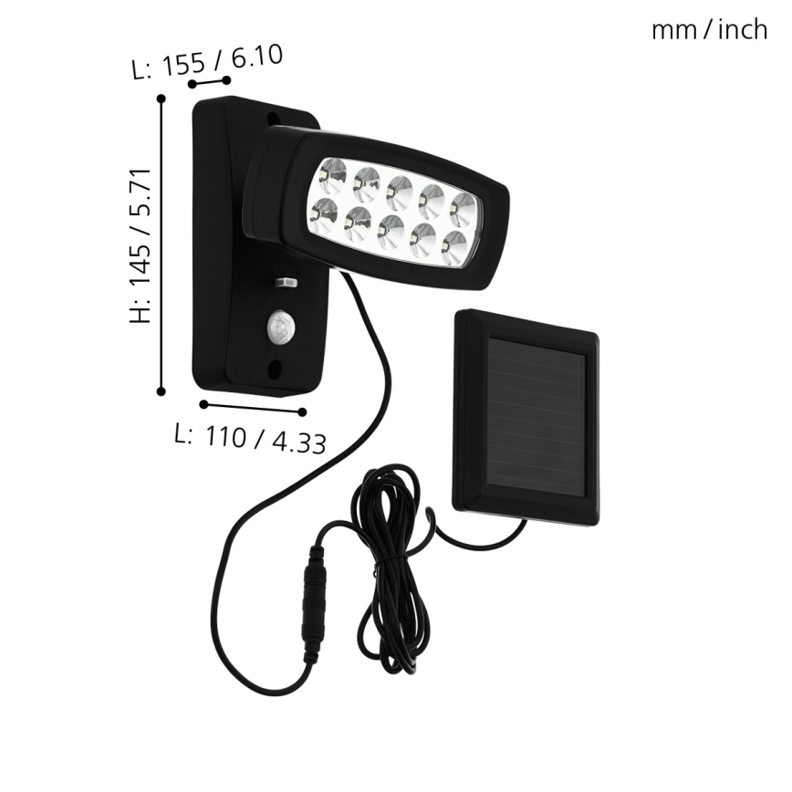 Eglo - LED Kinkiet solarny z czujnikiem LED/1,2V 600 mAh IP44