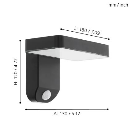 Eglo - LED Solarne oświetlenie ścienne z czujnikiem LED/4,5W/3,7V 2200 mAh IP44