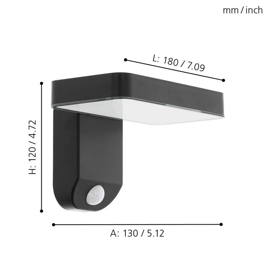 Eglo - LED Solarne oświetlenie ścienne z czujnikiem LED/4,5W/3,7V 2200 mAh IP44