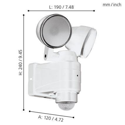 Eglo - LED Oświetlenie zewnętrzne z czujnikiem 2xLED/4W/4xLR1 IP44