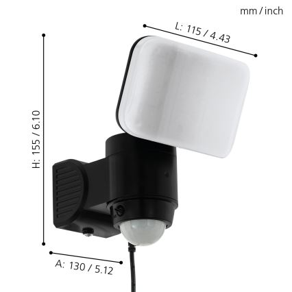 Eglo - LED Solarne oświetlenie ścienne z czujnikiem LED/3,7V 1800 mAh IP44