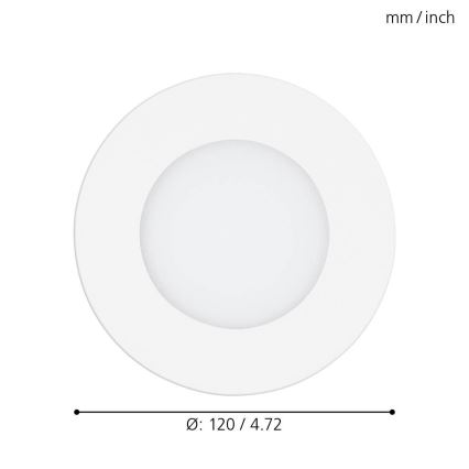 Eglo - ściemnialna wpuszczana oprawa sufitowa LED 5W/230V z pilotem, śr. 12 cm