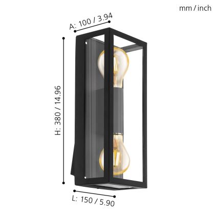 Eglo - Kinkiet zewnętrzny 2xE27/60W/230V IP44