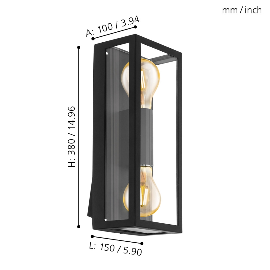 Eglo - Kinkiet zewnętrzny 2xE27/60W/230V IP44
