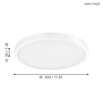 Eglo - ściemnialna oprawa sufitowa LED/20W/230V + pilot, śr. 30 cm