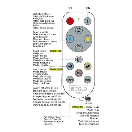 Eglo - LED Ściemnialne oświetlenie łazienkowe LED/12W/230V IP44 + pilot