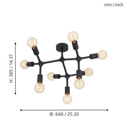 Eglo - Żyrandol natynkowy 9xE27/60W/230V