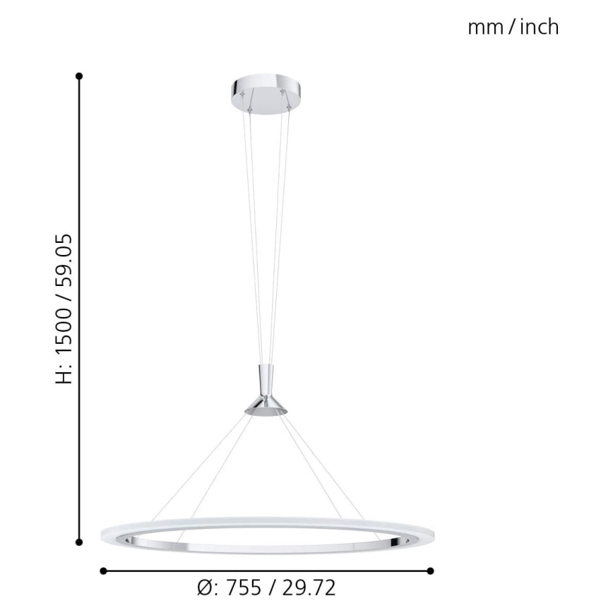 Eglo - LED RGB Ściemnialny żyrandol na lince HORNITOS-C LED/37W/230V + zdalne sterowanie