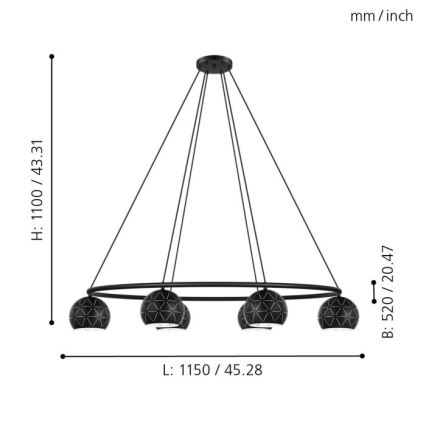 Eglo - Żyrandol na lince 6xE14/40W/230V