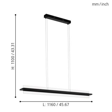 Eglo 98495 - LED Żyrandol ściemnialny na lince SPADAFORA LED/15W/230V