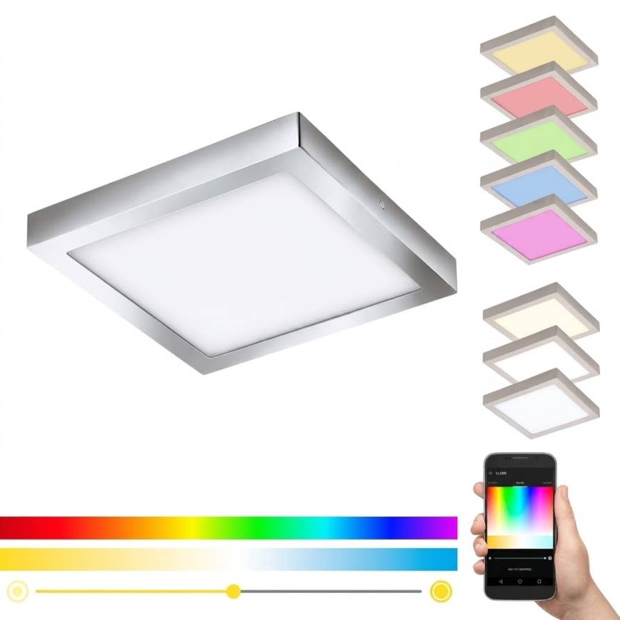 Eglo - LED RGBW ściemnialna lampa sufitowa FUEVA-C LED/21W/230V Bluetooth IP44 30x30 cm