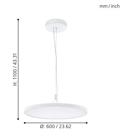 Eglo - LED RGB Ściemnialny żyrandol na lince CERIGNOLA-C LED/32W/230V + pilot