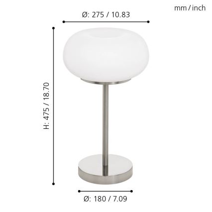 Eglo - LED RGB Lampa ściemnialna stołowa OPTICA-C LED/16W/230V śr. 27,5 cm
