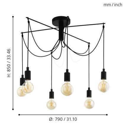 Eglo - Żyrandol na lince 6xE27/60W/230V pająk