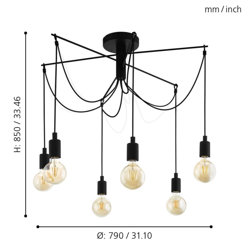 Eglo - Żyrandol na lince 6xE27/60W/230V pająk
